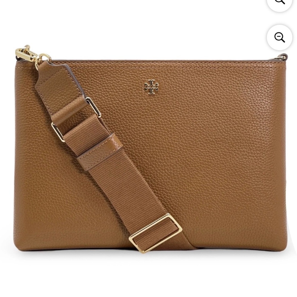 Tory Burch Cognac Pebbled Leather Convertible Crossbody